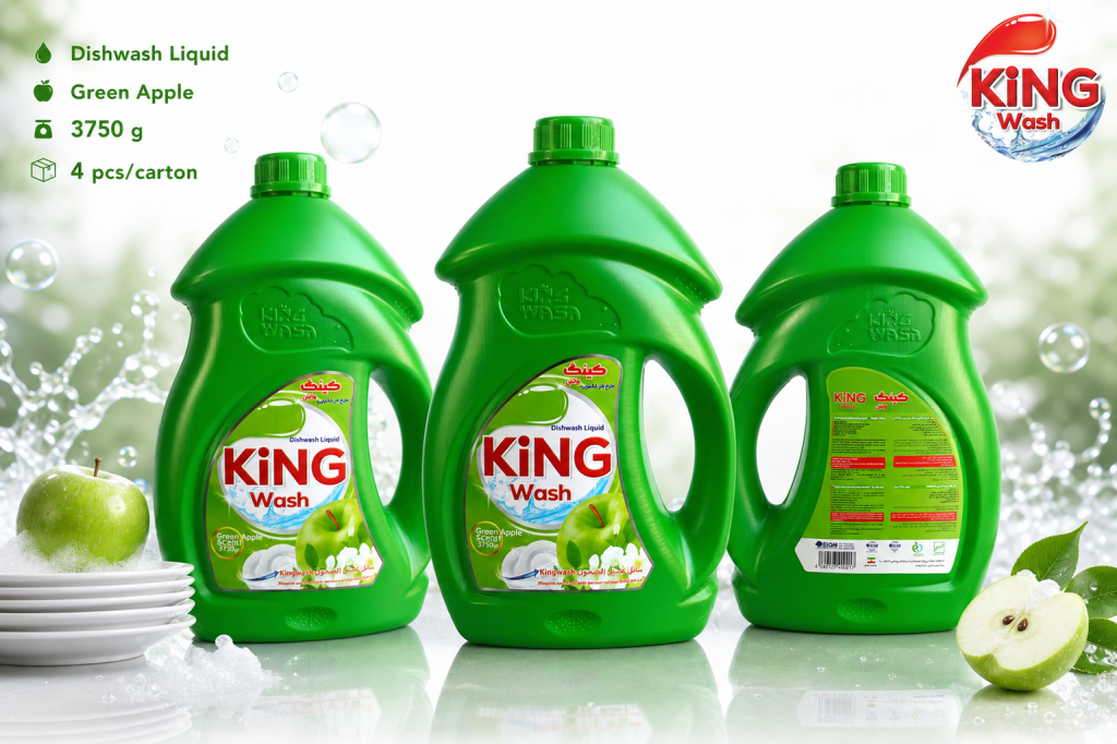 مایع ظرفشویی کینگ واش رایحه سیب سبز 3750 گرم